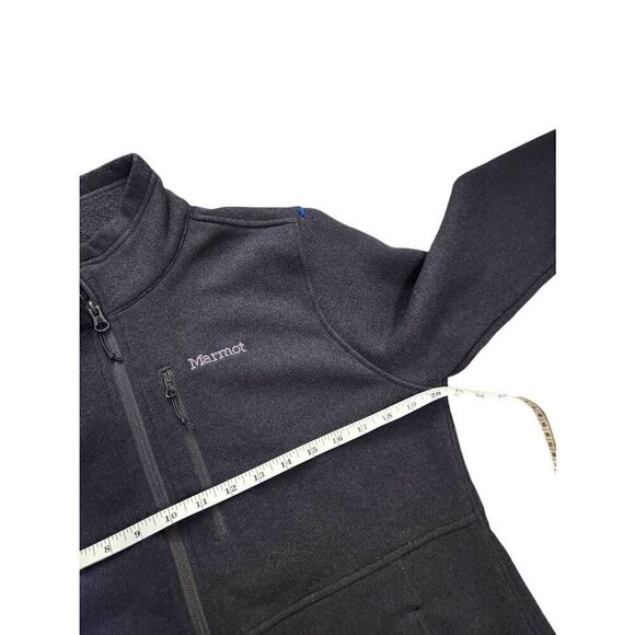 Marmot Fleece Full Zip Jacket womens large Zip pocket embroidered Polyester blk - Picture 3 of 8